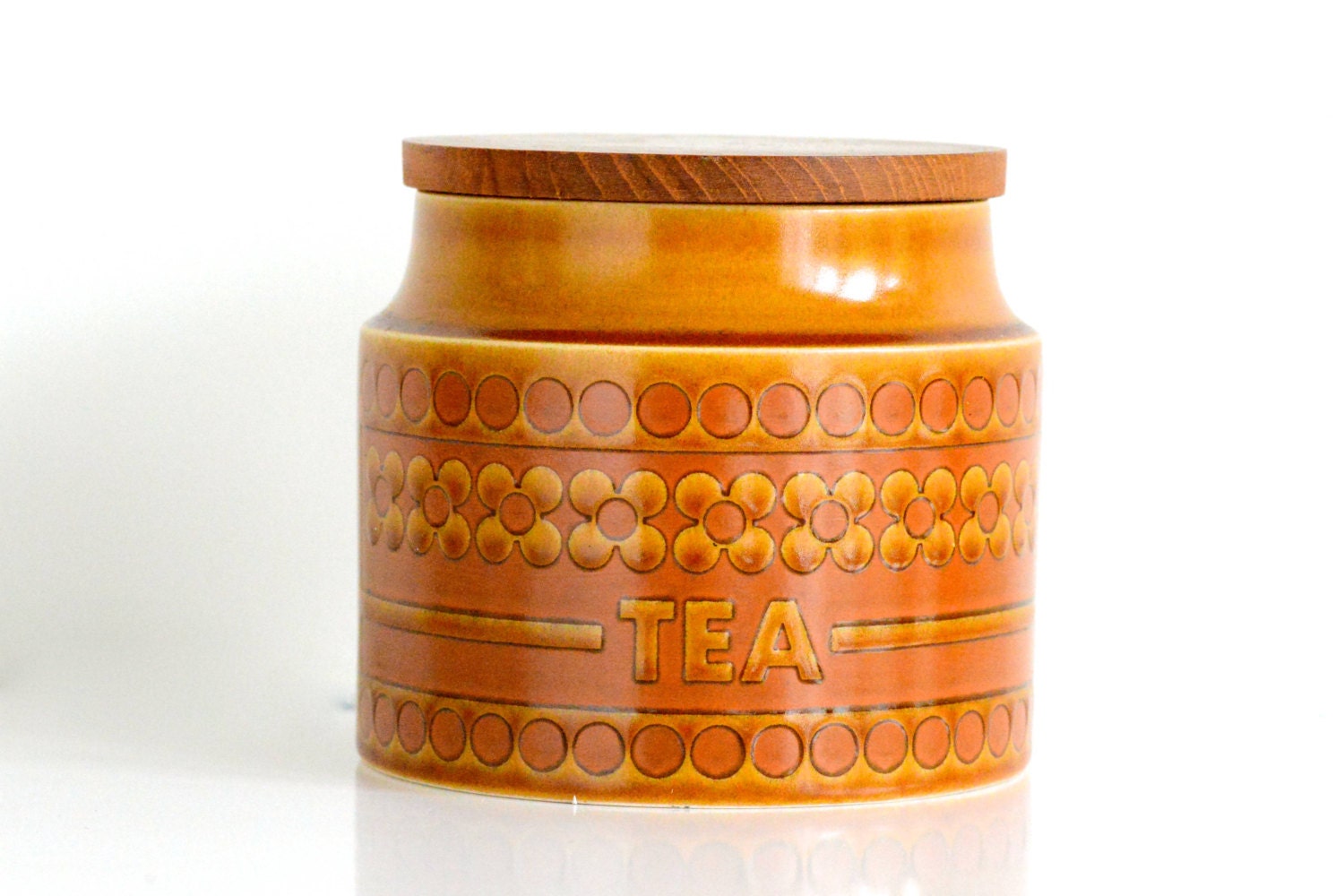 Hornsea Pottery: "Saffron" tea canister (circa 1974)