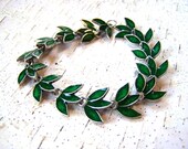 Nature Inspired Green Enameled Leaf Vine Bracelet / Gift for Her