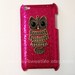 iPod Touch 4 case, Vintage style Owl with Brass Branch Hard Case Cover, hot pink spark hard case for iPod Touch 4
