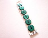 6 Vintage 1960s Green Pearly Fish Eye Buttons