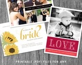 Printable (PDF) Files for any Snow and Ivy Flat Card Design // Includes Postcard, Wedding Thank You, Baby Announcement and Holiday Cards
