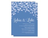 Confetti Twinkle Wedding or Bridal Shower Invitations - Custom Color, Modern Black and White - Digital File or Print Deposit
