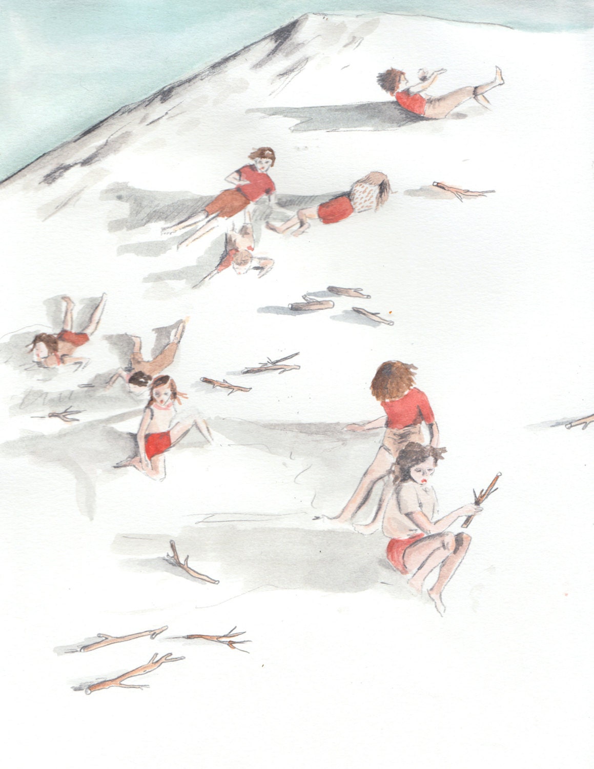 I Felt, I Fell, print of watercolour drawing
