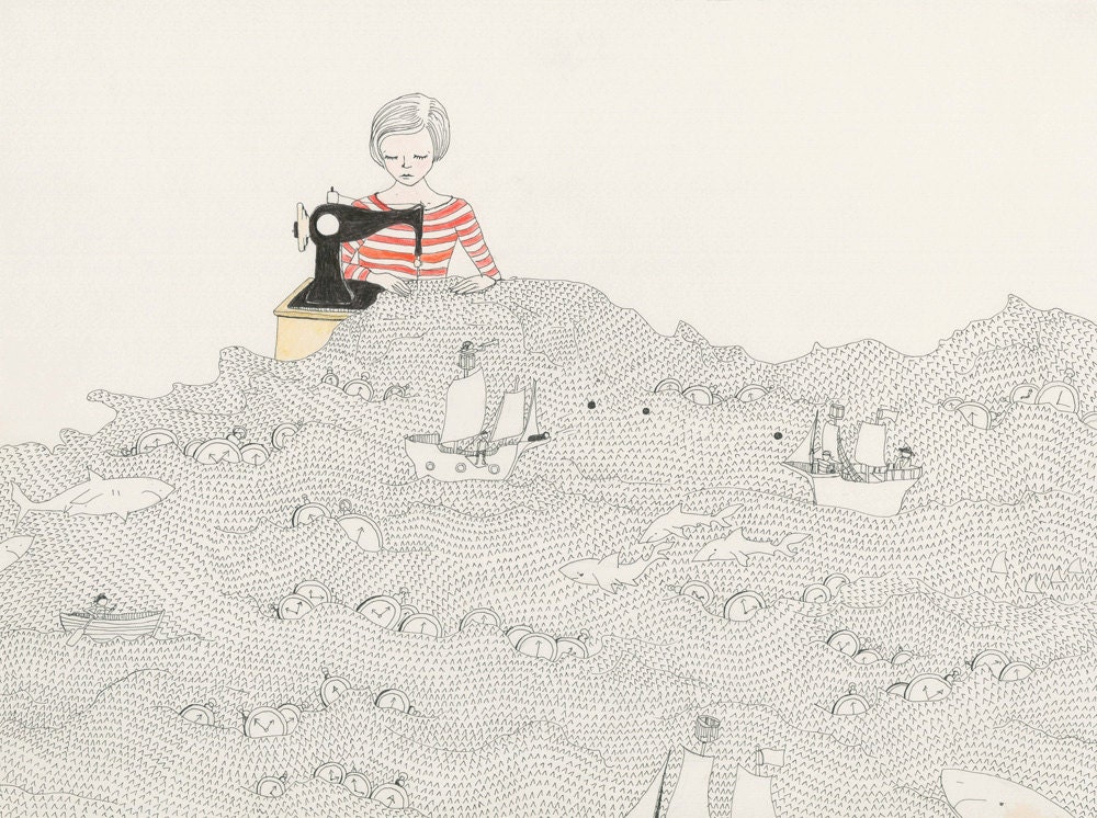 The Seamstress,  Watercolour Print
