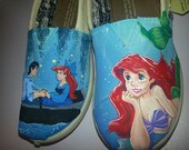 Little Mermaid version 2 themed hand painted TOMS
