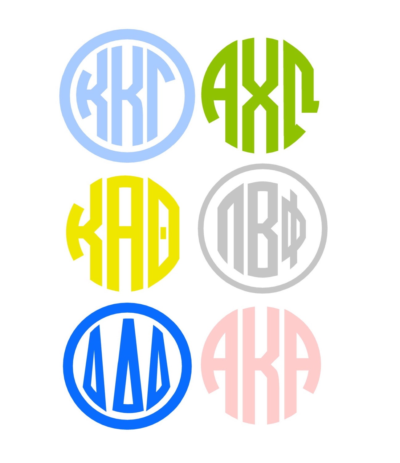 Greek Monogram Decal Monogrammed Vinyl 3 inches you choose color