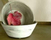 Distressed Wood Bowls - Cottage Chic Home Decor - Distressed White and Gray Finish