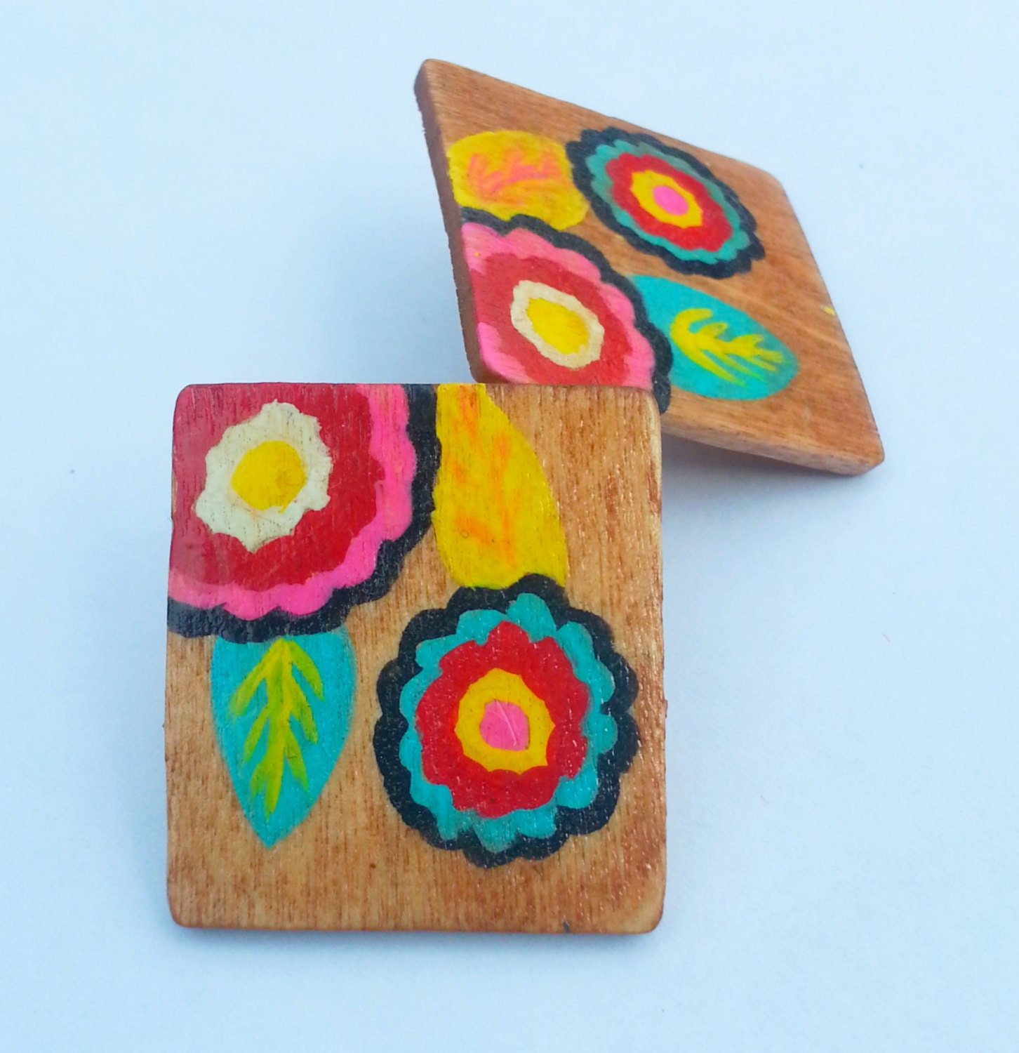 Eclectic Flower Wooden/Painted-Studs