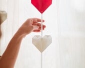 Hearts Garland, Fabric Origami Hearts, room decor, valentine, mobile, cotton, origami fabric,  heart