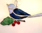 Stained Glass Chickadee Bird Suncatcher