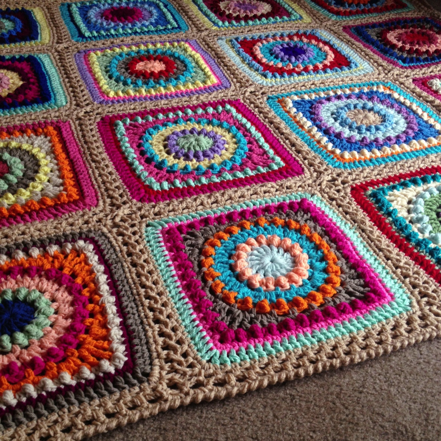 BabyLove Brand Textured Circles Blanket - Couch/Throw/Bed 100" square Custom color/size - Fall color, pastel