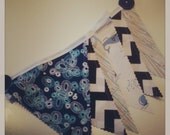 Row Your Boat: Nautical II -- Navy, Aqua, Grey and White Fabric Banner/Bunting