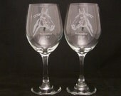 Custom Horse Etched Wine Glasses, Horse name, Year, Gift, Prize, Birthday, mothers day