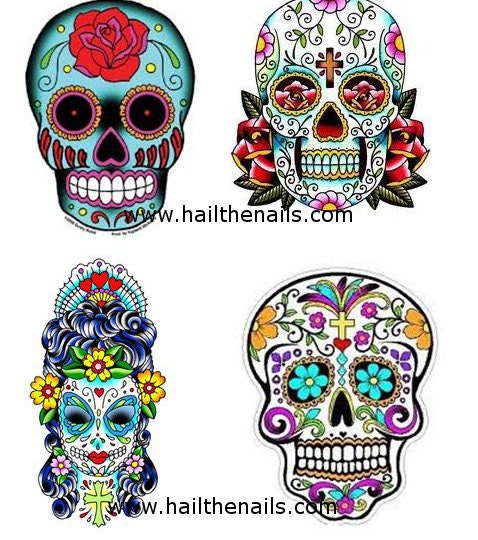 Sugar Skull Nail Art Water Transfer Decal