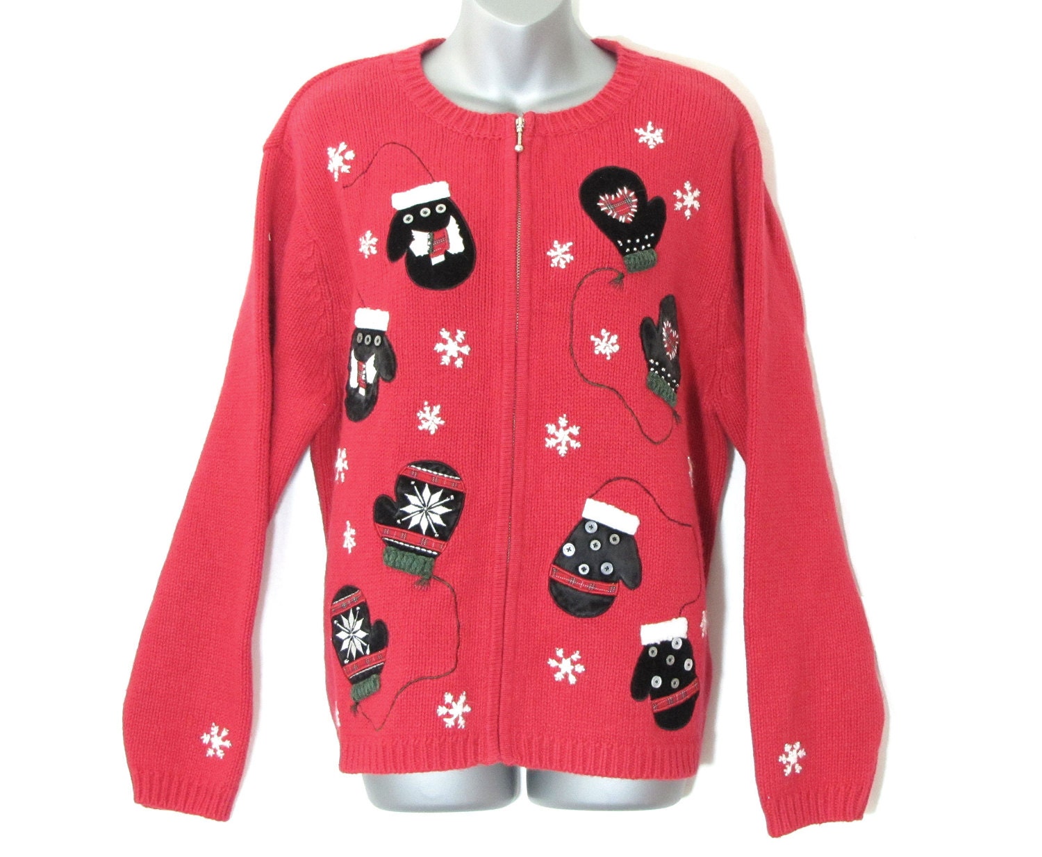 Ugly Christmas SWEATER - Tacky Xmas Theme Holiday Party - Large X-Large - YKK Zipper