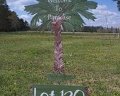 Hand Painted Metal Palm Tree Yard Stake