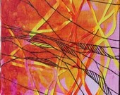 Abstract Mixed Media Canvas Board 5" x 9" - "Weft I"