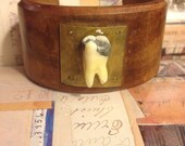Wooden Cuff with Human Tooth Bracelet
