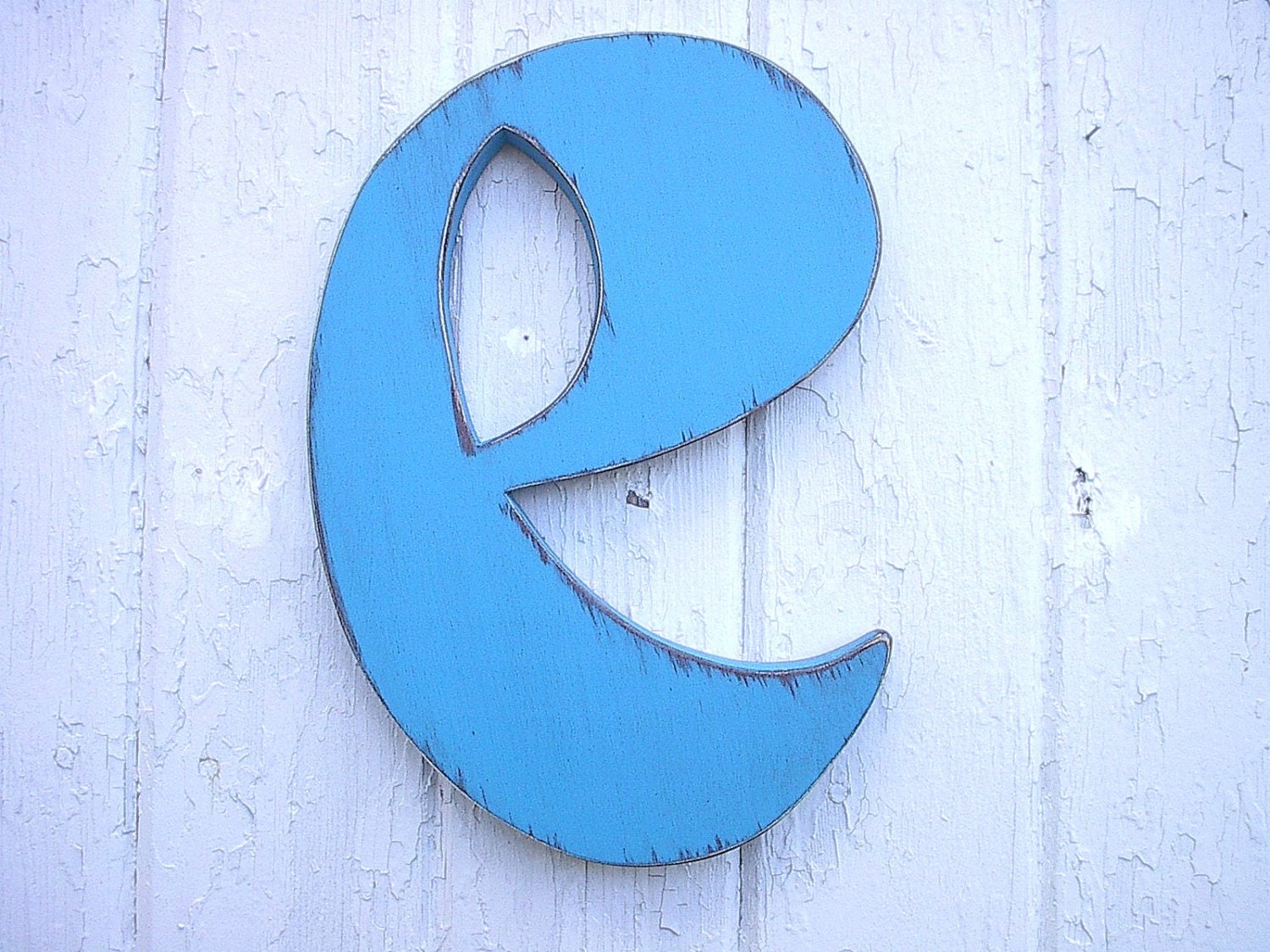 Wooden Letters "e" Turquoise 12 inch Dorm Room Decor Kids Wall Art Childrens Personalized Initials