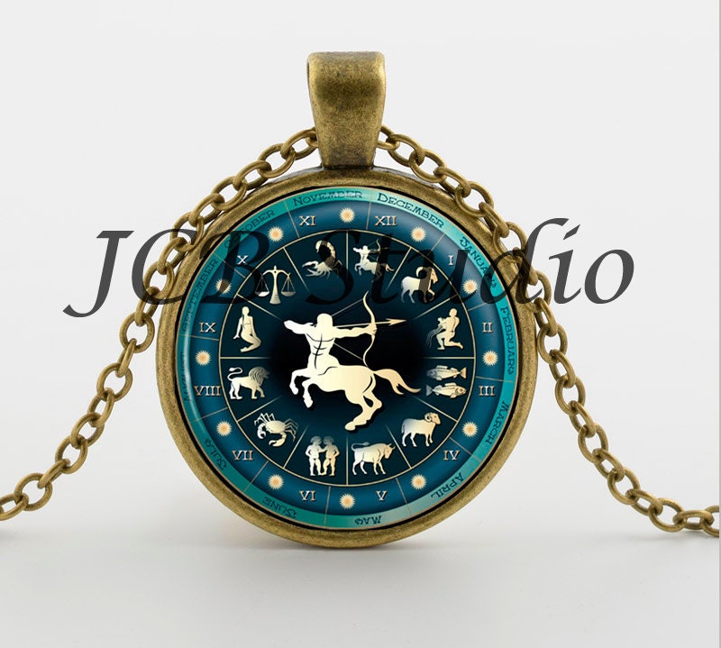Zodiac Necklace Pendant - Star Sign Jewelry - Aries Taurus Gemini Cancer Leo Virgo Libra Scorpio Sagittarius Capricorn Aquarius Pisces