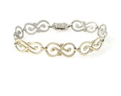 Art Deco Symmetallic Sterling And 14 K Link Bracelet