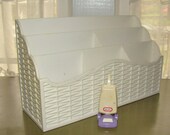 Vintage Desk Bills Photos Divided Organizer. Faux Lattice with Many Compartments. White, Off White. Shabby Chic Cottage.