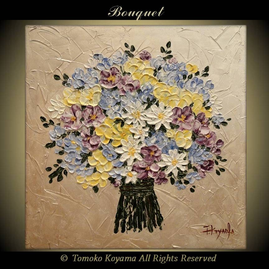 Original Impasto Modern Art  Painting on  Gallery wrapped Canvas 24" x 24", Home Decor, Wall Art ---Bouquet for You---
