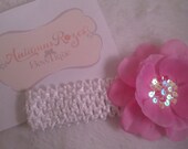 Sequin Flower Hair Clip, Girls hair clip, Girls Headband....Sequin Flower Headband...Summer Flower Hair Clip...Hot pink Sparkle Flower Clip