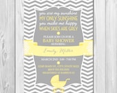 You Are My Sunshine Baby Shower Invitation - Chevron Stripes - DIY - Printable Il_170x135