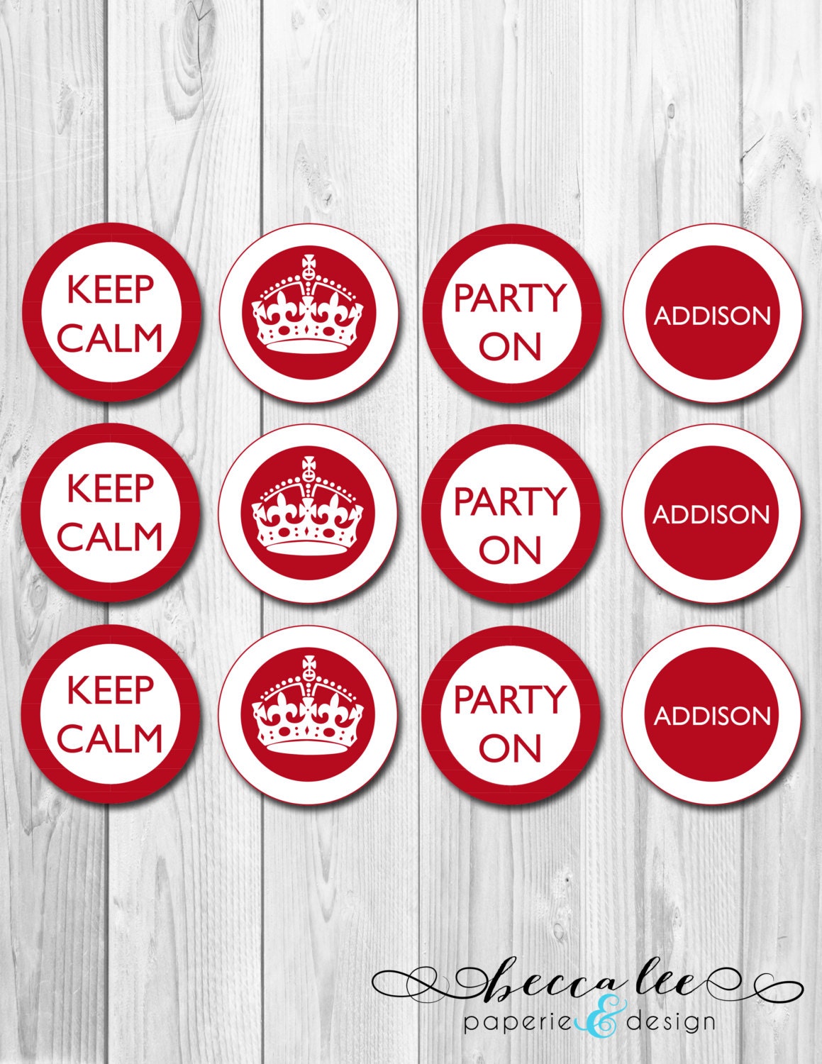 Keep Calm and Party On Cupcake Topper - DIY - Printable Il_570xn
