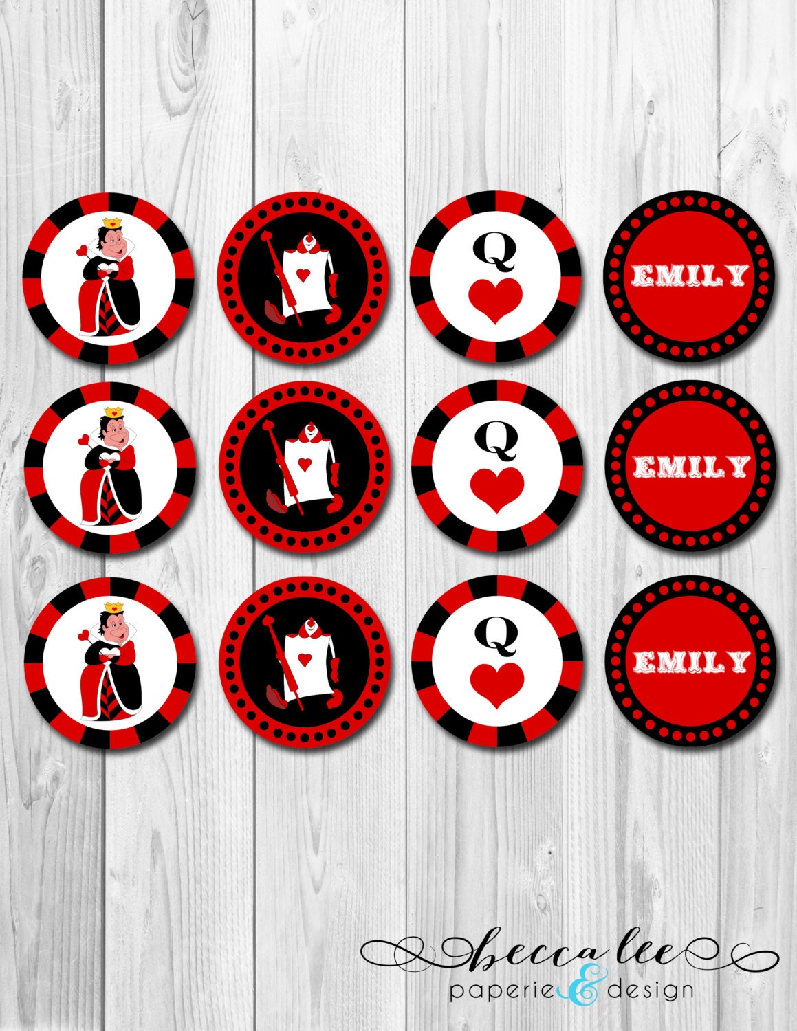 Queen of Hearts Cupcake Topper - DIY - Printable Il_570xn