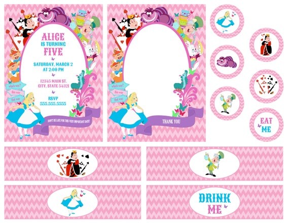 Alice in Wonderland Theme Party Pack - Alice & Friends - DIY - Printable Il_570xn