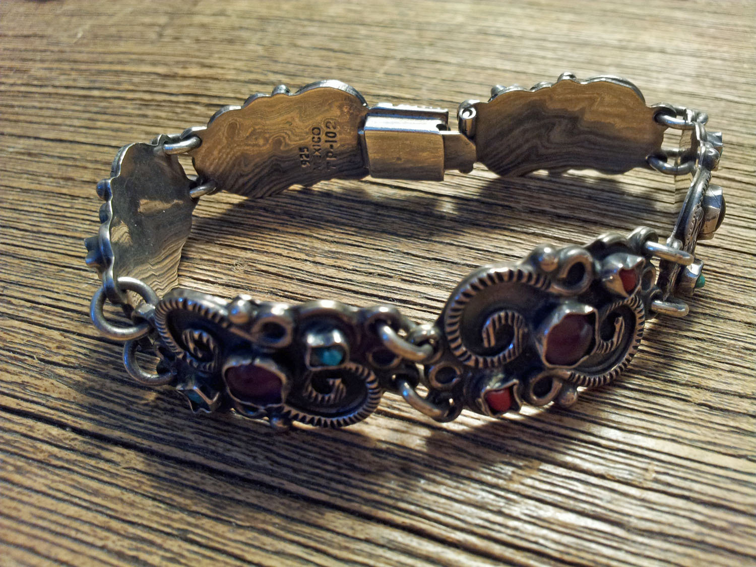 Vintage 1980s Sterling Matl Style Mexican Bracelet Taxco