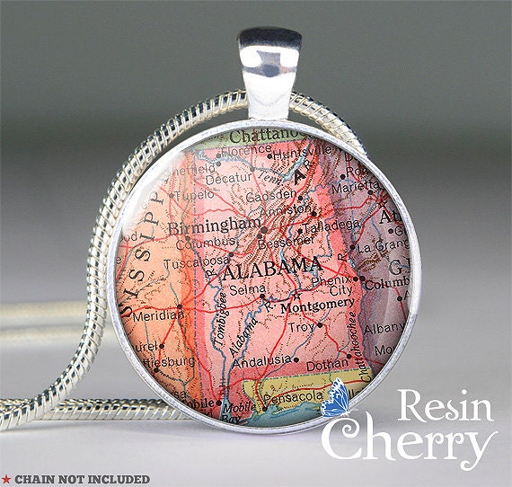 Alabama state map charm jewelrys,map pendant charms,map resin pendants- M1919CP