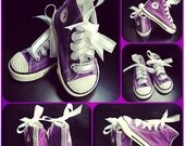 Toddler SIZE 8 ONLY Pearl or bling PURPLE high top Converse Sneakers