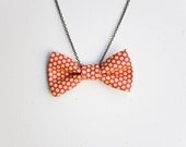 Magenta Bow Tie Necklace with Bright Yellow Polkadots