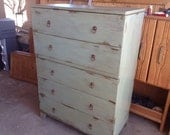 Wood dresser, hand painted, distressed, Farmhouse green, upcycled Bedroom Furniture