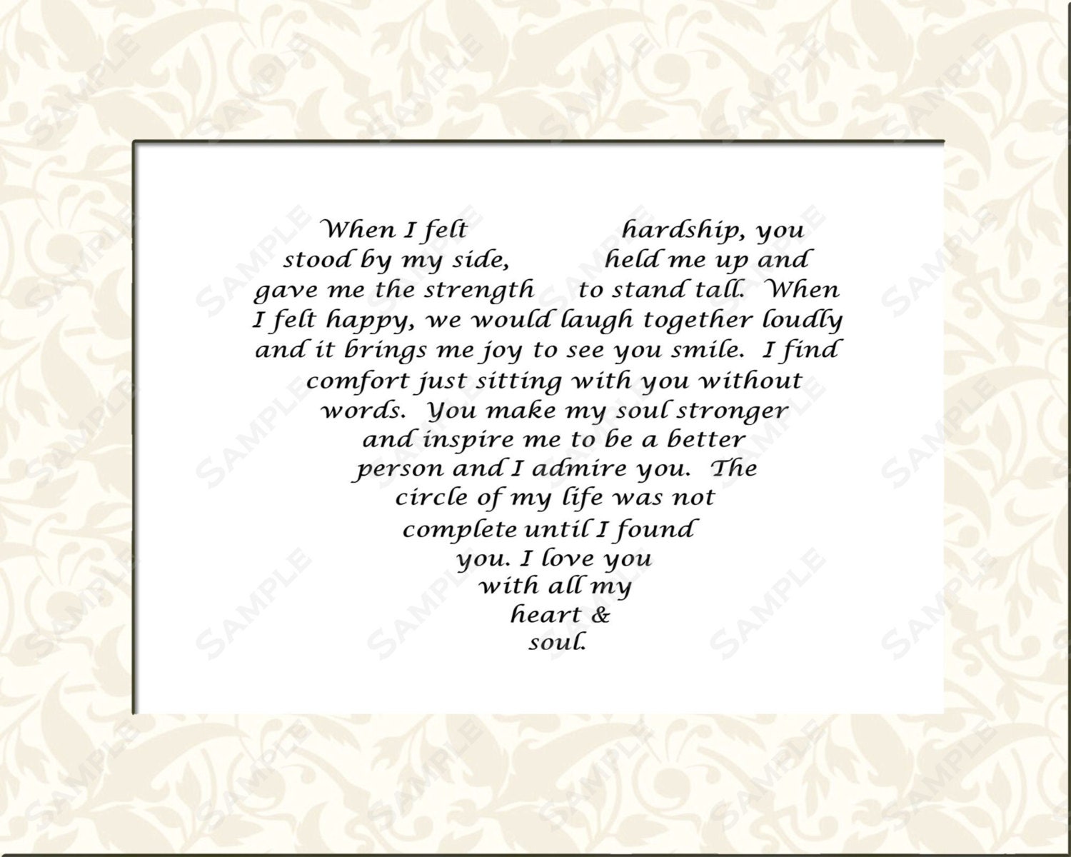 Love Poem for Wife or Husband 8 X 10 Print INSTANT DOWNLOAD