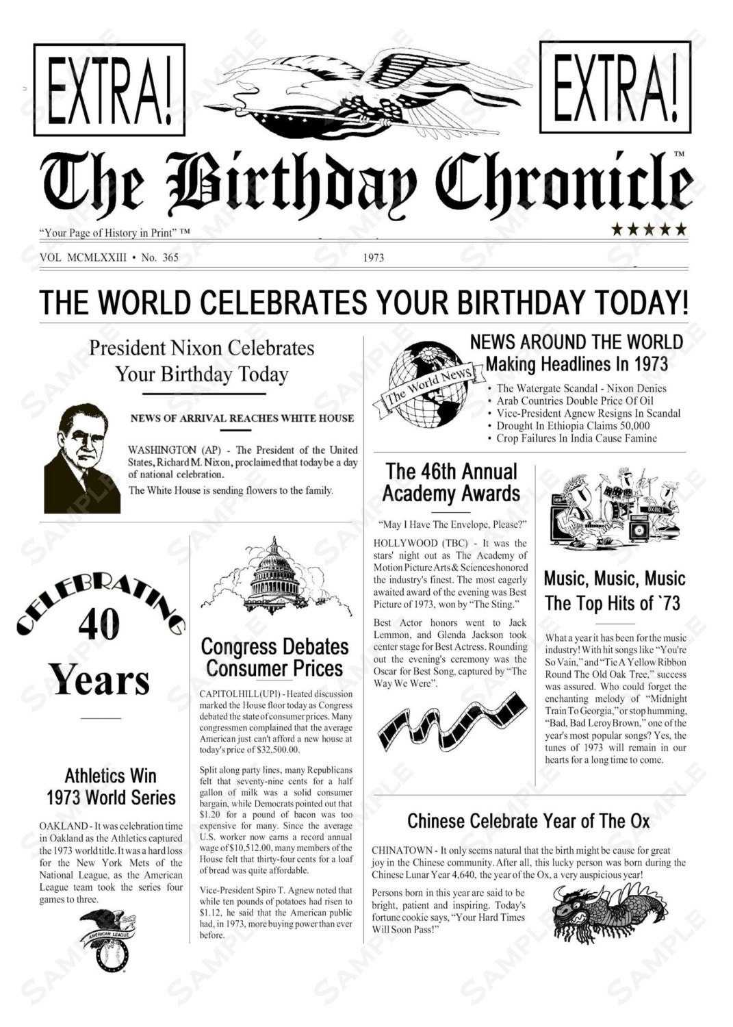 40th Birthday Card 1973 Time Capsule 5 X 7 INSTANT DOWNLOAD .JPG