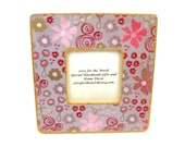 Spring Floral Picture Frame - Wooden Decoupage Picture Frame - Glittery Red, Coral, and Pink - Housewares and Home Decor