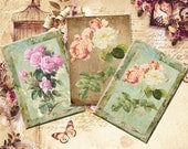 Assorted Set vintage - Shabby Roses 1 Backgrounds Antique Wallpaper Collage Sheet no. 119