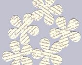 50 Die Cut Flowers Cream or White with Purple French Words of Love Cardstock Flower Cutout Supply for Craft Projects, Wedding Confetti