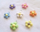 Pastel Dainty Daisy Charms - Polymer Clay Charms for Charm Bracelets, Earrings, Cell Phone Strap - Seven Color Variations