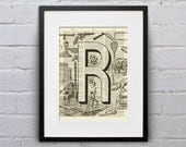 The Letter R Vintage French Alphabet - Shabby Chic Dictionary Page Book Art Print - DPFA018