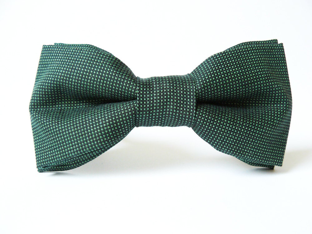Mens bow tie by Bartek Design - groom wedding classic retro necktie chic handmade gift for him ready to wear - dark green