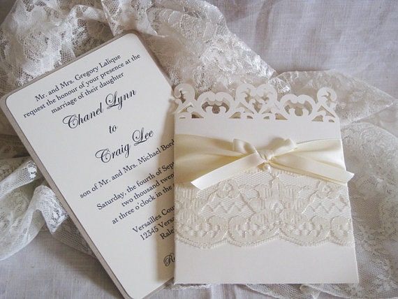 Lace Romance Wedding Invitations, French Market Elegant, Shabby Chic, Vintage Inspired, Haute Couture Invitations