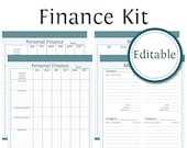 Personal Finance Kit - Editable - Instant Download - Printable PDF - Bundled Kit