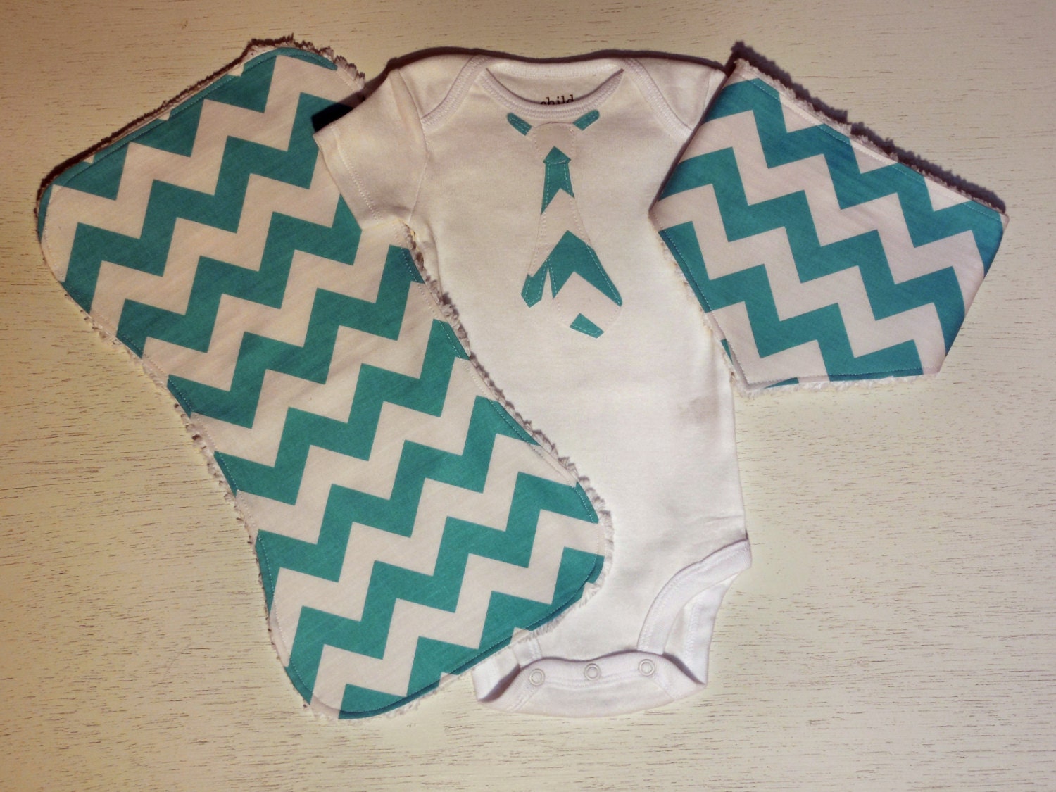 Baby Boy Onesie Bandana Bib and Burp cloth "The James Michael Set"