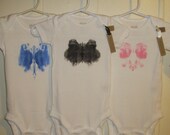 Baby Rorschach - Set of 3 Ink Blot Onsie's -You Choose Colors - Long Sleeve/Short Sleeve -Single Color Baby Ink Blot Bodysuits -Boy/Girl