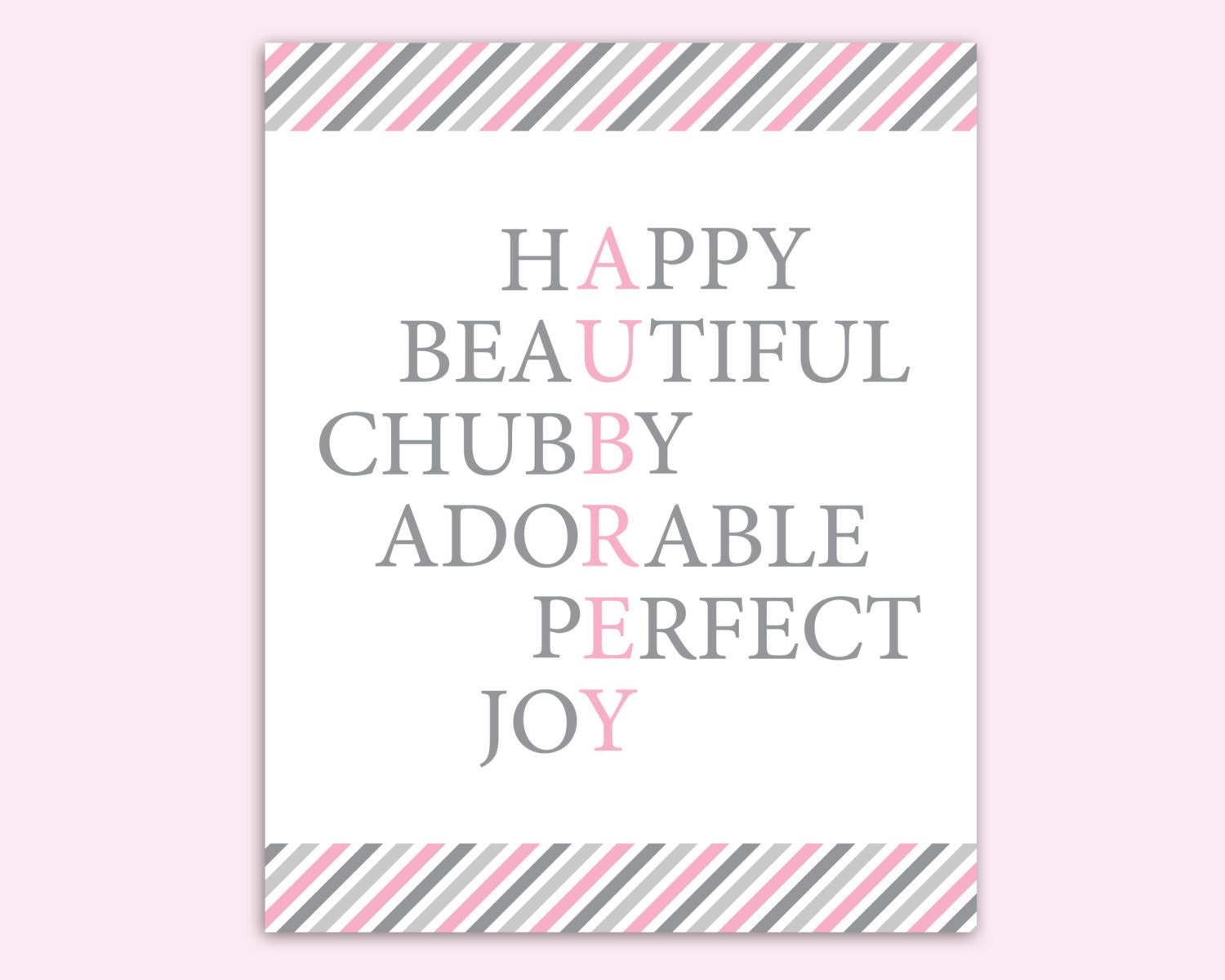 Personalized Adjective Baby Name Printable Nursery Decor Wall Art Digital JPEG File